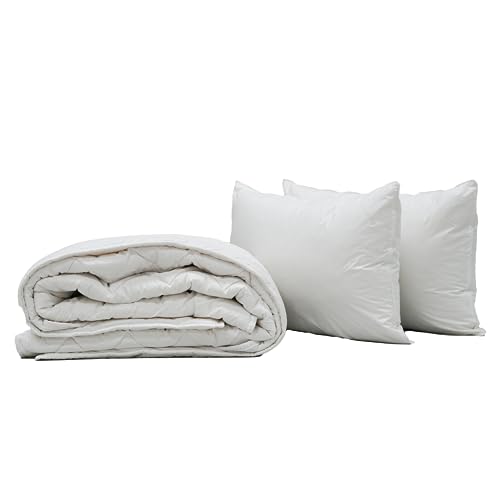 Wooltimate by Penrose King-Size Summer Wool Duvet + 2 Wool Bedding Set. 3-6 Tog Cool Summer Quilt With Soft Woolen Pillows.