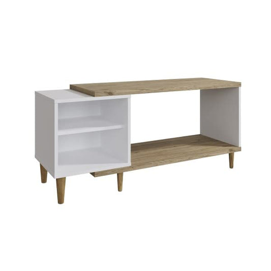 GFW Presto TV Cabinet Easy Assembly Click Furniture. Oak & White TV Unit With Storage Shelf