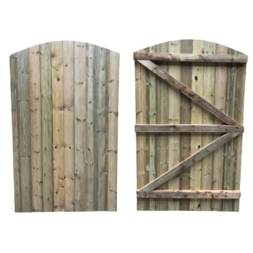 Sheds to Last - Timber Curved Top Wooden Garden Gate - Perfect Side Gate for Gardens with Tongue & Groove Cladding. 1800mm Height x 750mm Wide