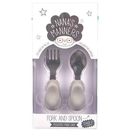 Nana's Manners Stage 2 Children's Cutlery Set-Toddler Fork & Spoon Set. Improves Independence For Toddlers 12 Months Plus-Special Edition