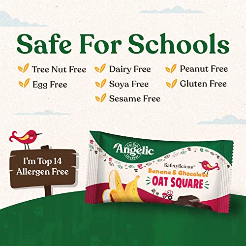 Angelic Free From Banana & Chocolate Oat Squares. Vegan Allergen Free Kids Oat Bars (8 Boxes Of 4 Bars x 30g)