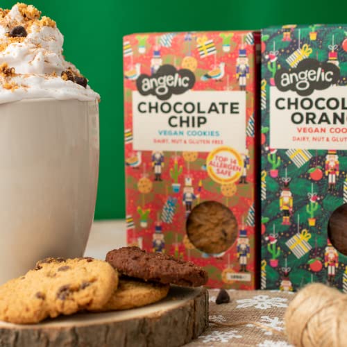 Angelic Free From Mixed Box Festive Bundle. 6 Packs Vegan & Gluten Free Cookies (Chocolate Orange, Chocolate Chip & Double Chocolate)